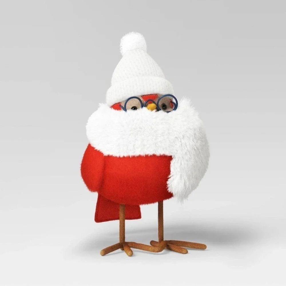 3pc‎ Featherly Friends Wearing Scarf Fabric Christmas Figurine Set Wondershop